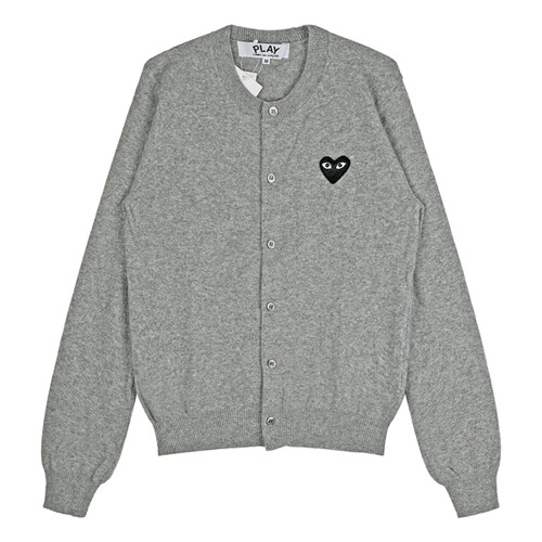 꼼데가르송 P1N023 LIGREY 여성 블랙 하트 와펜 가디건 그레이