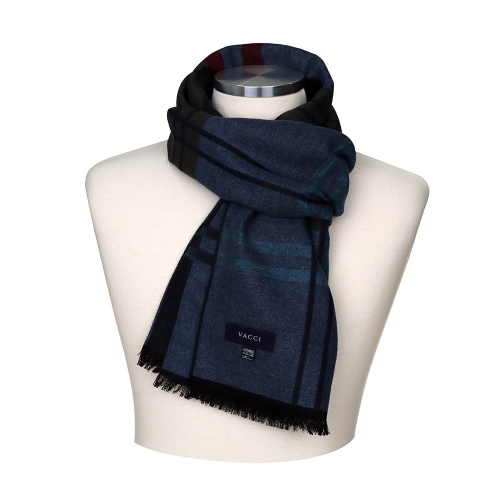 바찌 체크 롱 머플러 네이비 VM1M4BR115N0