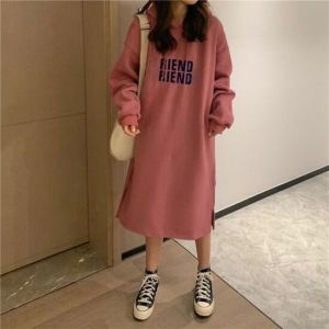 오너클랜 기모후드 롱원피스 USJ-H34N01 도톰한원피스 맨투맨원피스 등원룩코디 30대원피스 데이트룩원피스