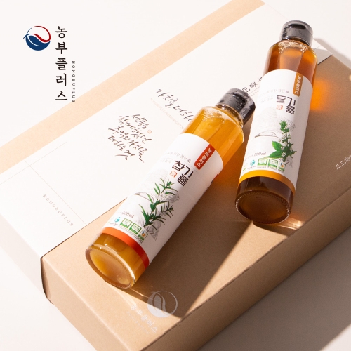농부플러스 국산 저온압착 들기름 참기름 선물세트 180ml