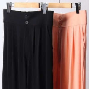 오너클랜 306D790S 밴딩 팬츠 핀턱 빅사이즈 투버튼 와이드