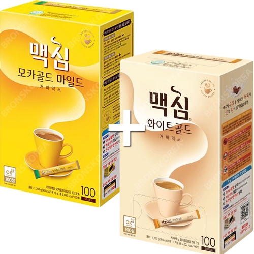 동서식품  맥심 모카골드 마일드 100T + 화이트골드 100T 200T 커피믹스 일회용