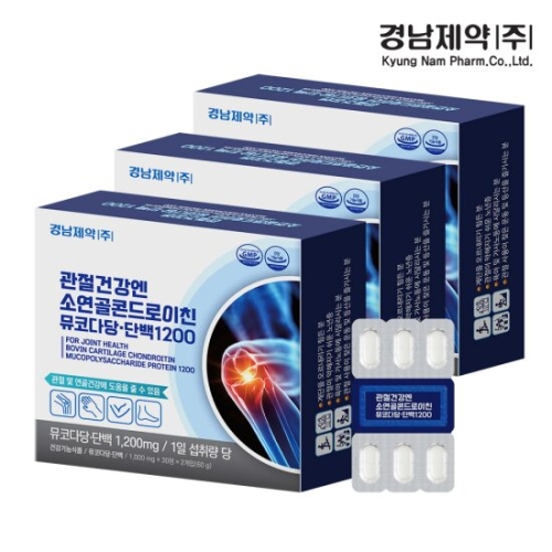 경남제약 관절건강엔 소연골콘드로이친 뮤코다당 단백 1200 1000mg 60정