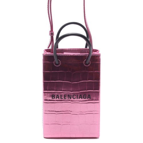 발렌시아가 유니코 여성 메탈릭 크로커다일 엠보싱 폰 홀더 크로스백 593826_1S4DN_6260_22S