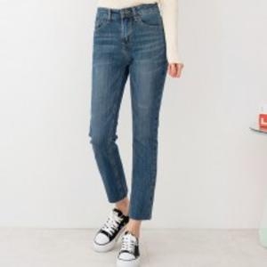 YAN705 여자하이웨스트밑단커팅워싱청바지