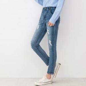 YAN702 여자하이 웨스트 헤지 워싱 스판 스키니 청바지 여성하의 여자하의 데님 M 28