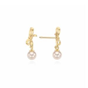 이랜드 로이드 리본 드롭 진주 14K 귀걸이_LPSN4048G