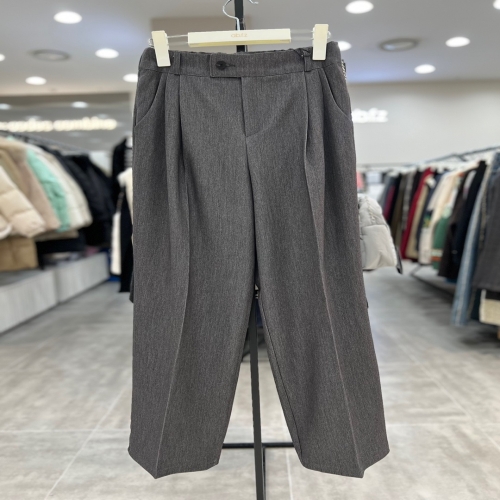 Ab.f.z AFY1QP32/핀턱 뒷밴딩 세미 와이드 팬츠