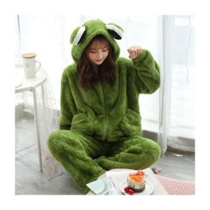 산호 벨벳 잠옷 봄과 겨울 두꺼운 따뜻한 플란넬 달콤한 개구리 570228