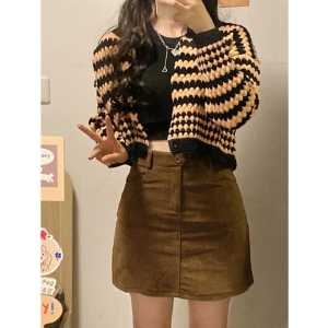 골덴 미니 A라인 스커트 짧은 스웨이드 치마