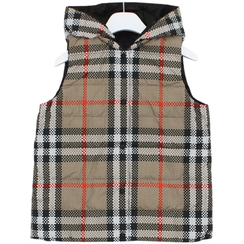 버버리 체크 리버시블 푸퍼 양면 후드 패딩 조끼_8069443 10A