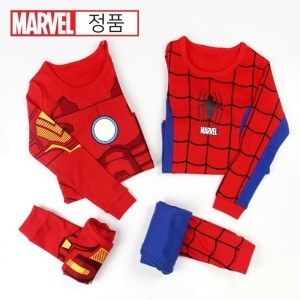 마블 국내생산 긴팔 실내복 스파이더맨 아이언맨 할로윈 코스튬 아동 캐릭터