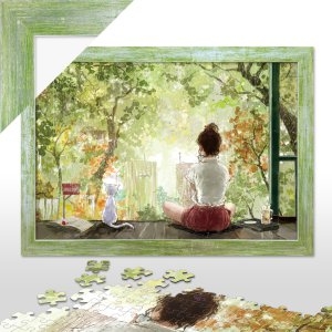 평화산업  500 퍼즐 현현 비가오면+우드그린 액자세트 PG527S