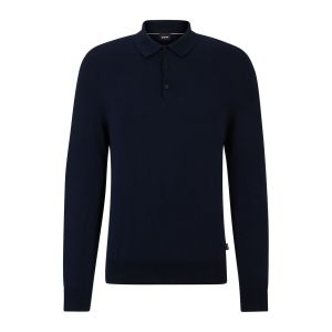 보스 SP24 레귤러핏 폴로 니트 다크 블루 50506025404