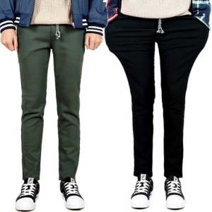 프랭키뉴욕 남자 겨울 기모 본딩 스판 일자 밴딩 면바지 빅사이즈 검정 베이지 카키 차콜 네이비_IDPA02 2  IDPA02 2