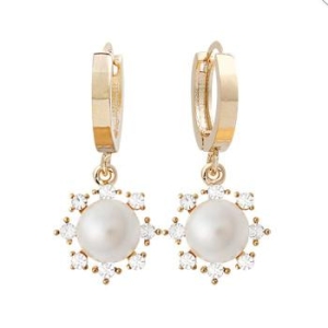 루시  14K 금침 골드 진주 원터치 링 귀걸이 S8539325