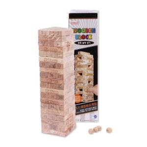 에디슨 원목 블럭쌓기 나무블럭 60개 숫자주사위