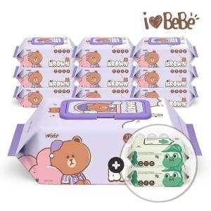 아이러브베베 라인프렌즈 드림 브라운 물티슈 캡형 77매 + 리필형 20매