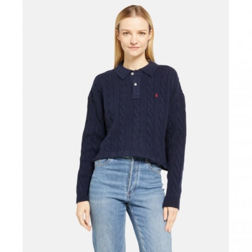 폴로랄프로렌 여성 울 캐시미어 케이블 니트 폴로 스웨터 211910158 010