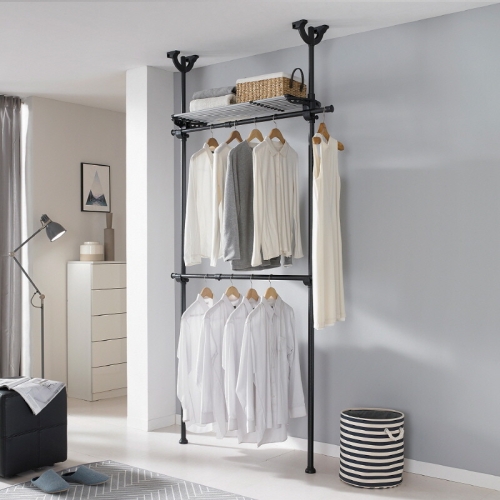 롯데알미늄 이지온 폭조절선반 드레스룸 행거 EOB-203W