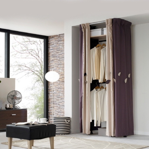 롯데알미늄 이지온 3단 커튼 우드 선반 블랙 행거 EOB-213M