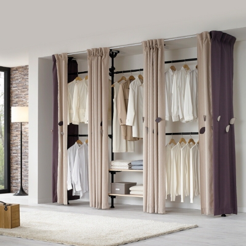 롯데알미늄 이지온 7단 커튼 우드 선반 블랙 행거 EOB-417M