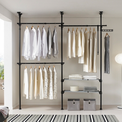 롯데알미늄 이지온 국민튼튼 5단 드레스룸 시스템 폭조절선반 행거 EOB-305WG