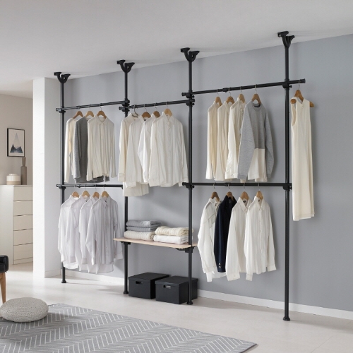 롯데알미늄 이지온 국민튼튼 원목 선반 행거 EOB-406M