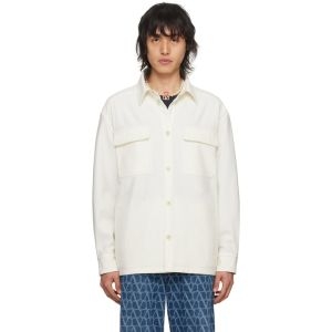 발렌티노 남성 오프 화이트 스프레드 칼라 셔츠 241476M192007