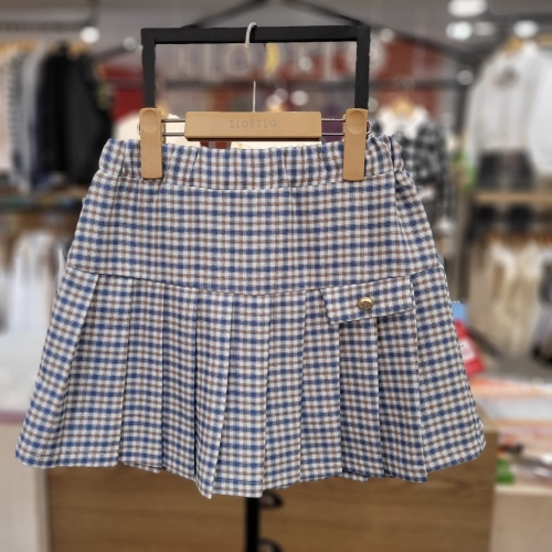일로딜로 모던 체크 플리츠 스커트 IDWH24151 블루 160