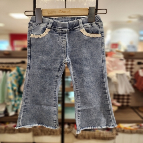 치크 스판이 좋은 레이스 포인트 부츠컷 데님 바지 CKTJ24180