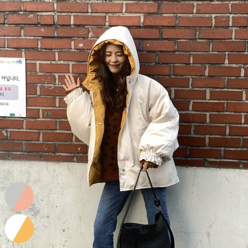 빅사이즈사랑해요 J887L312 캐주얼양면배색후드점퍼 DS