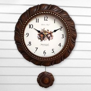 다커 브라운 무소음 민들레 추 벽시계 빈티지 장미  _GB7071