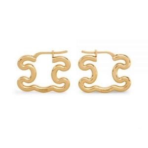 셀린느  TRIOMPHE FRAME LARGE EARRINGS IN BRA WITH GOLD FINISH 460HS6BRA 35OR..