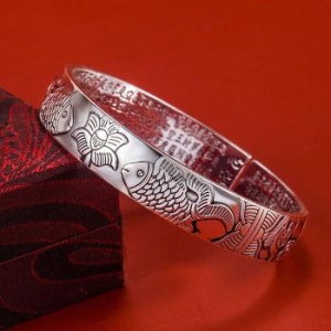 오노마  ONM 연꽃 금붕어 반야심경 각인 S999 써지컬 빈티지 팔찌 S12093137