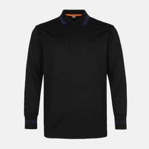 PXG 남성용 와이드 플래킷 카라 긴소매티셔츠 블랙 MS22ATP2-07BK