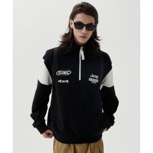 JEEP 체로키 레이싱 배색 반넥 맨투맨 JP5TSU837BK