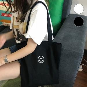 스마일 에코백 심플 패션 캔버스 패브릭 숄더백 가방 WC14885