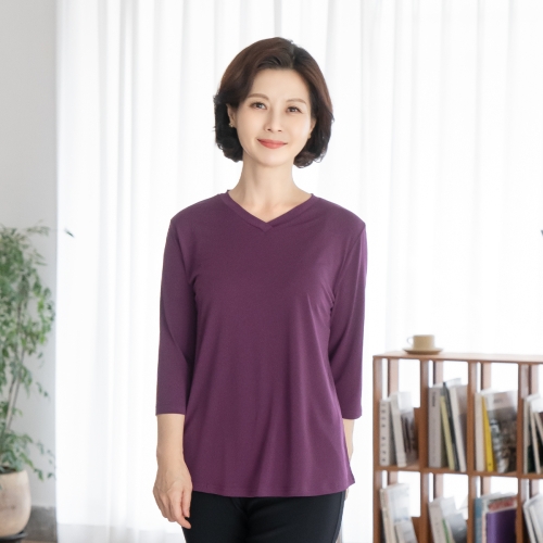 마담4060 엄마옷 V넥칠부티셔츠겨울-YTE2401001-중년여성의류 50대여성의류