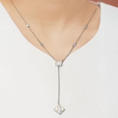 블루케이  실버925 큐빅다이아컷목걸이241205-15사각