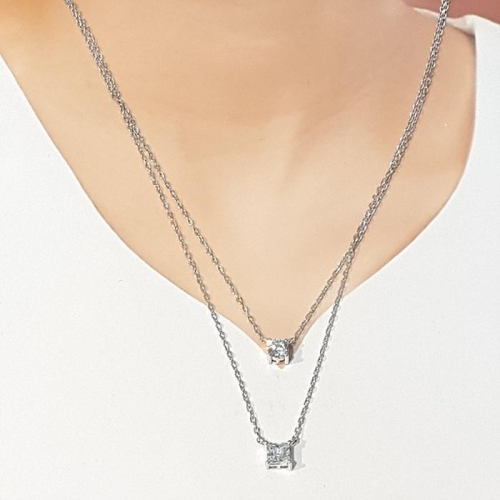 블루케이  실버925 큐빅다이아컷목걸이241205-14사각