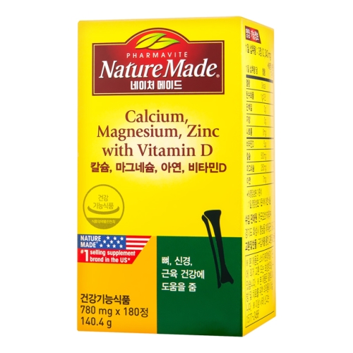 네이처메이드 칼슘 마그네슘 아연 비타민D 180정