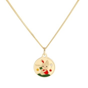 비앤비골드  18K 미아방지 유아 어린이 토끼띠 컬러 코인 목걸이