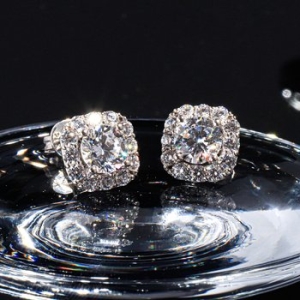 샤밍주얼리  1캐럿 다이아 귀걸이 GIA 랩 그로운 빛의 정원 스퀘어