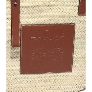 로에베 Large Basket bag in palm leaf and calfskin 327.02.S81 2435 바스켓백 라지