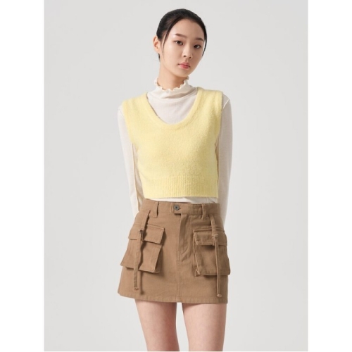 에잇세컨즈 스쿱넥 니트 베스트 옐로우 164151EY2E