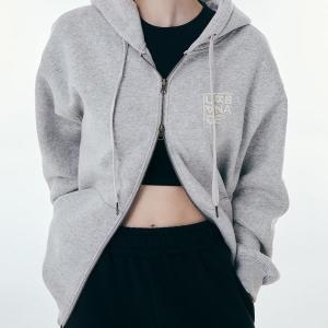 로고 프린트 후드 집업 3 Color