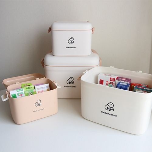 삼성물산 프리미엄 가정용 구급함 약 보관함 정리함 구급 상자 휴대용 상비약 비상약 약통 케이스 2size