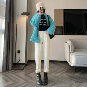 하이 웬디 웨이스트 기모 슬리밍 데님 바지 PT12974