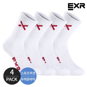 EXR 여성 스포츠 쿠션 베이직 스탠다드 장목양말 4P_WHRD